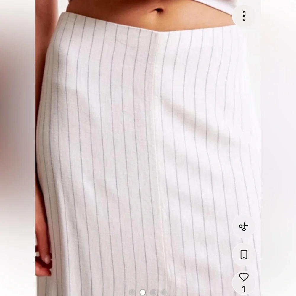 Abercrombie & Fitch Linen Blend Column Pinstripe Maxi Front Slit Skirt, Medium